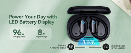 Ear Buds Wireless Earbuds 96hrs Playback Bluetooth Headphones IPX7 Waterproof Stereo Bass Over-Ear Earphones with Earhooks Mic