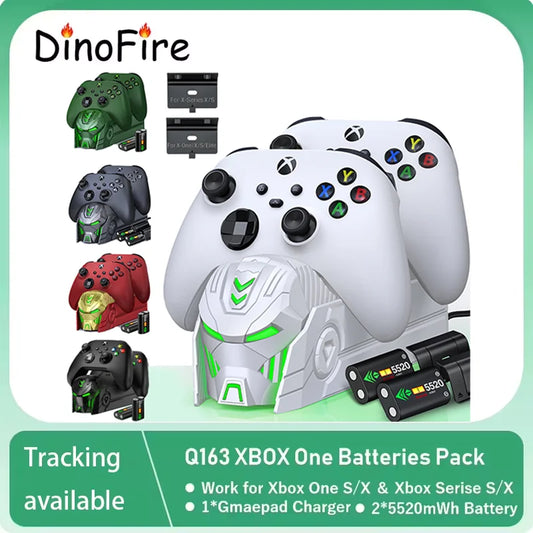 DinoFire A101 XBOX Controller Charger With 2*5520 mWh Rechargable Battery ＆ 4 Cover For XBOX Serise S/X / XBOX ONE S/X