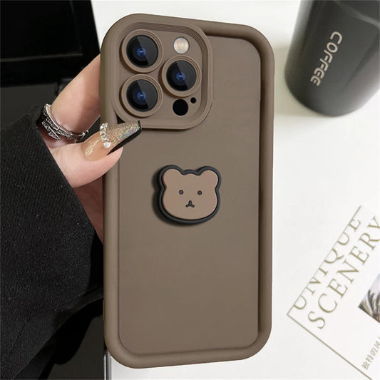 Cute Korean 3D Bear Candy Liquid Phone Case For iPhone 11 13 12 14 15 Pro Max XR XS Max 7 8 Plus Cartoon Cover