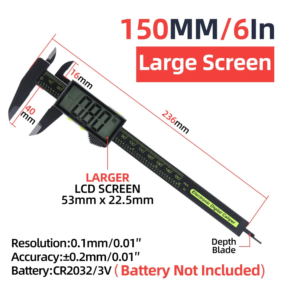 Digital Caliper Electronic Plastic Calipers Vernier Measuring Tools Carpentry Tool Ruler Large Screen Pachometer Digital Caliber