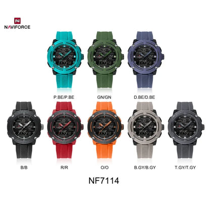 NAVIFORCE 7114 Fashion Electronic Quartz Wristwatch Men Dual Display Calendar Waterproof Casual Watches for Man reloj hombre