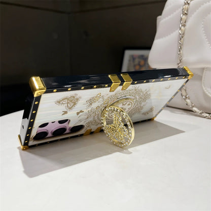 Luxury Butterfly Ring Bracket Plating Phone Case For Samsung S25 S24 Ultra S23 Plus S22 S21 A24 A73 A72 A54 5G A34 A32 A22 Cover