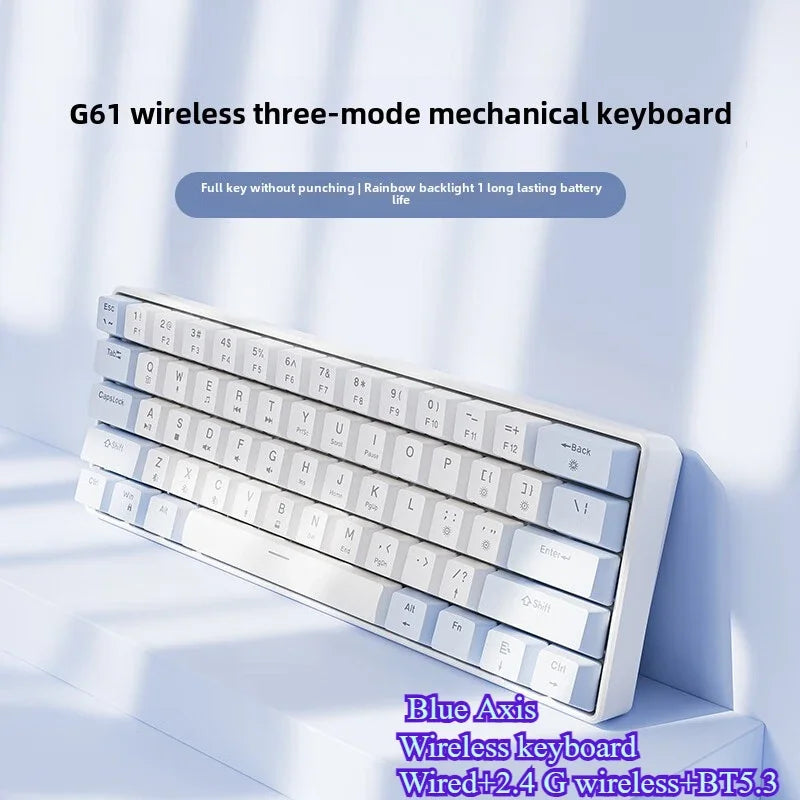Wired mechanical keyboard 60% gamer bluetooth backlit Keyboards for tablet mini ergonomic  key board white
