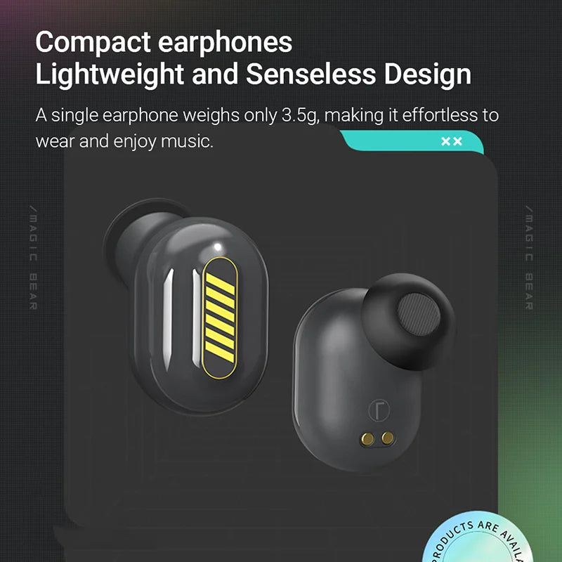 ONIKUMA 2025 New Black Gaming Headset Wireless Rotating Flip Design Earplugs HiFi Visual in-ear Headphones with Microphone