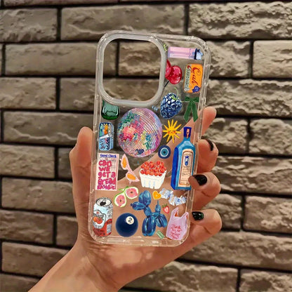 Vintage Item Collage Aesthetic Clear Phone Case for iPhone 15 Pro Max Cases iPhone 11 12 13 14 15 16 XS X XR 7 8 Plus SE2 Cover