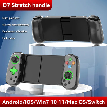 D7 Telescopic Mobile Phone Gamepad Bluetooth 5.0 Type-C Wireless Game Controller Joystick for Android/iPhone /Switch /PS4 /PC