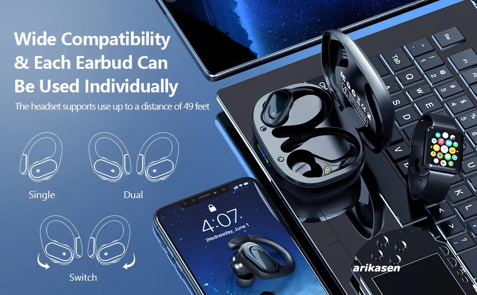 Ear buds Wireless Earbuds Bluetooth 5.3 Headphones 75hrs Playtime with Digital Display Sports Wireless Headphones with Earhook