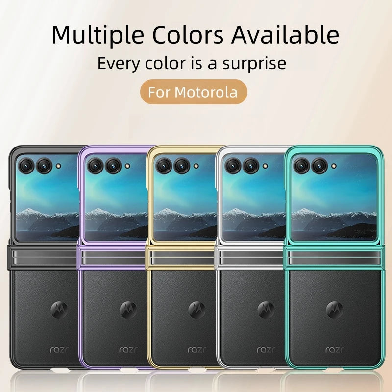Luxury Transparent Plating Hard PC Flip Phone Case For Motorola Razr 60 50 40 Ultra Pro 2025 2024 Clear Shockproof Back Cover