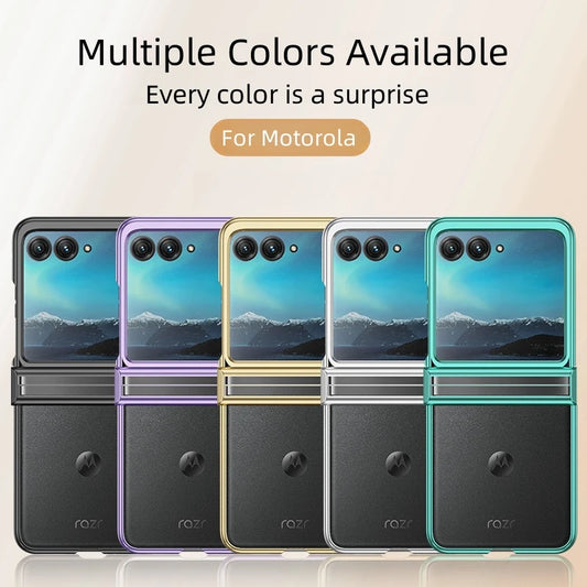 Luxury Transparent Plating Hard PC Flip Phone Case For Motorola Razr 60 50 40 Ultra Pro 2025 2024 Clear Shockproof Back Cover