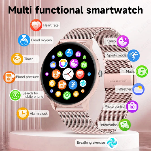 LIGE New 2025 Women Smart Watch Bluetooth Call Heart Rate Blood Oxygen Monitoring Waterproof Smartwatches Men Clock For XIAOMi
