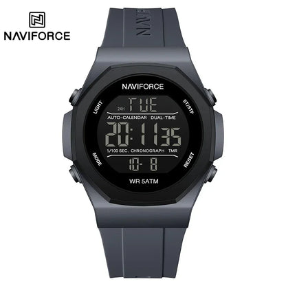 NAVIFORCE Electronic Watches Men LCD Display Waterproof Clock Silicone Strap Luminous Business Man Wristwatch Relogio Masculino