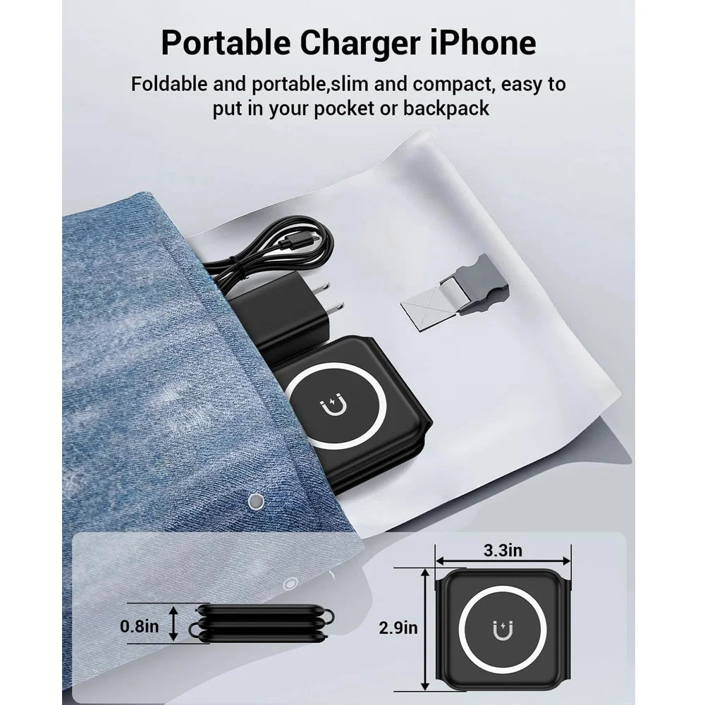 100W 3 in 1 foldable Wireless Charger Pad Stand for iPhone 15 14 13 16Pro Max Airpods iWatch Fast Wireless Charging Dock Station