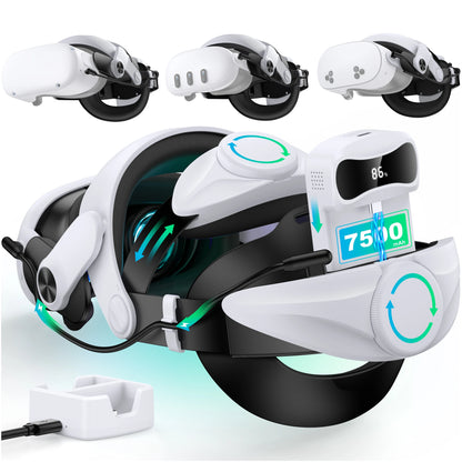 BEBONCOOL MQ3000 For Meta Quest 3S/Quest 3/Quest 2 Head Strap Battery Pack Battery Head Strap Compatible for Oculus Head Strap