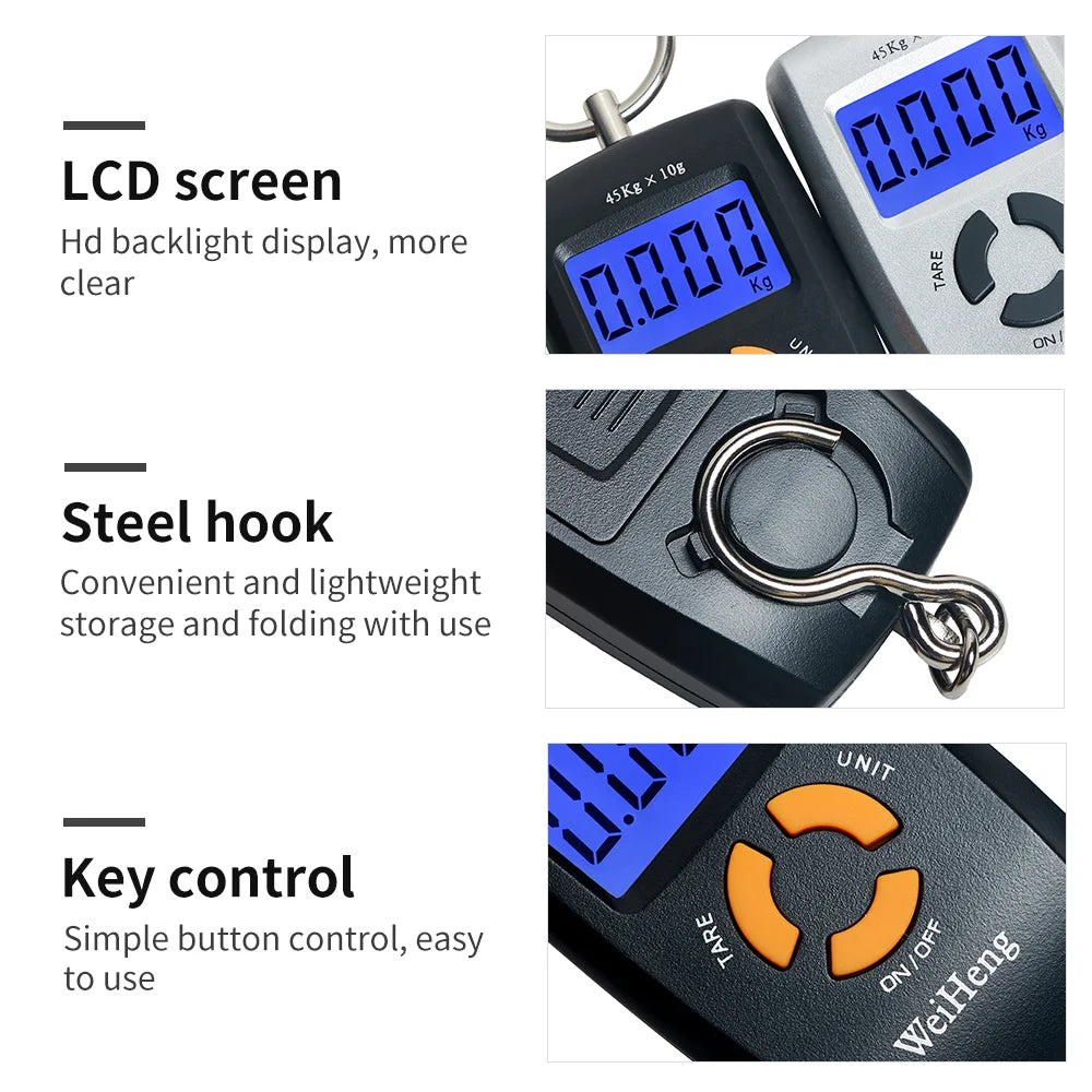 Mini Hanging Scale 45Kg/5g Portable Travel Suitcase Scale Weight Balance Electronic Weighting Fish Hook Hanging Scale Kg Lb