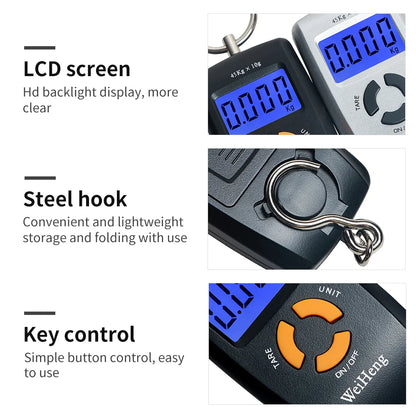 Mini Hanging Scale 45Kg/5g Portable Travel Suitcase Scale Weight Balance Electronic Weighting Fish Hook Hanging Scale Kg Lb