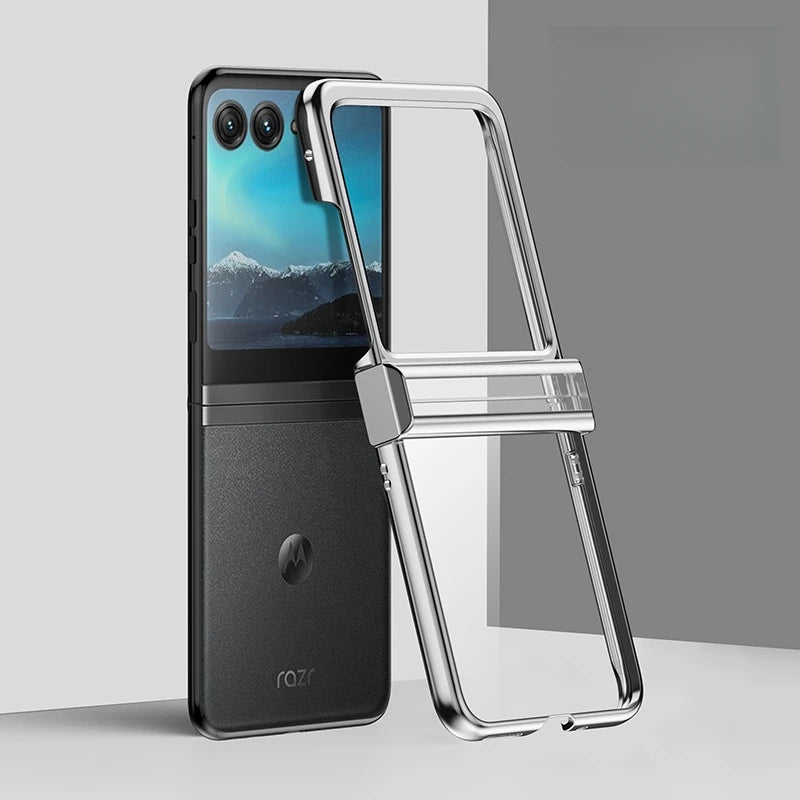 Luxury Transparent Plating Hard PC Flip Phone Case For Motorola Razr 60 50 40 Ultra Pro 2025 2024 Clear Shockproof Back Cover