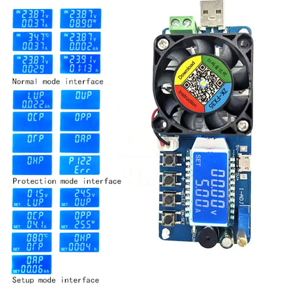Gaqqee 25W 35W 4A/5A Electronic Load Current Voltage Power Tester USB Protection LCD HD Display Adjustable Resistance Unloader