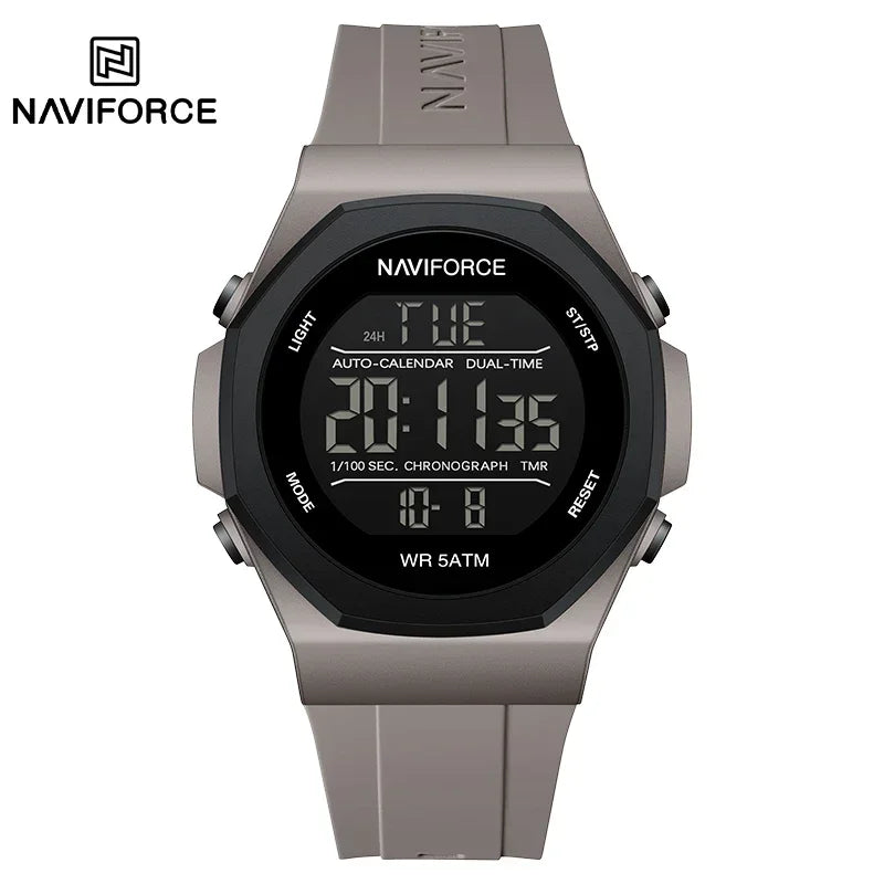 NAVIFORCE Electronic Watches Men LCD Display Waterproof Clock Silicone Strap Luminous Business Man Wristwatch Relogio Masculino