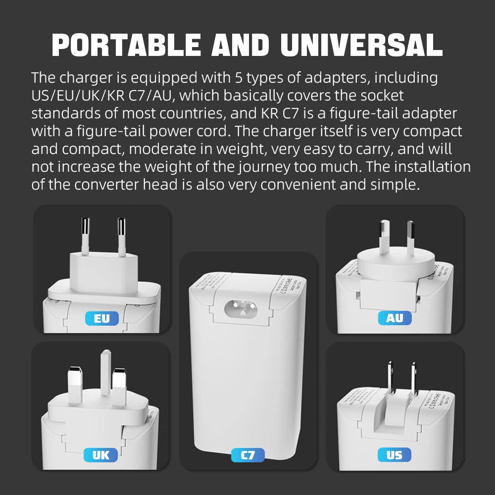 280W GaN High Power Charger 0.96inch OLED Screen PD3.1 140W+140W PPS105W Portable US/EU/UK/KR C7/AU Phone Laptop Fast Charging