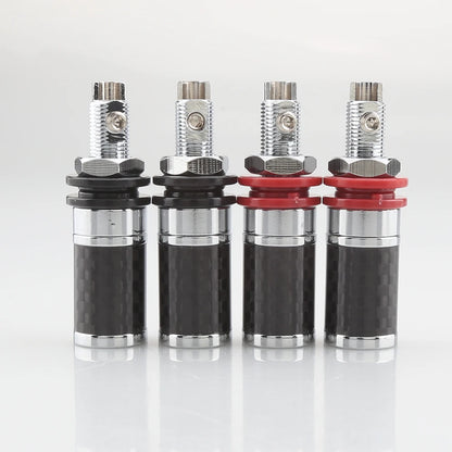 4pcs Audiocrast CF45G/R Carbon Fiber Binding Post Gold/Rhodium Plated Terminal Banana Jack Connector Banana Plug Socket Speaker