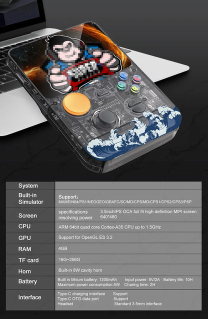 Latest Handheld Gaming Console with 3.5-inch IPS HD Screen&3D Smooth Joystick,Large Memory&Support TF Memory Card R36S Plus