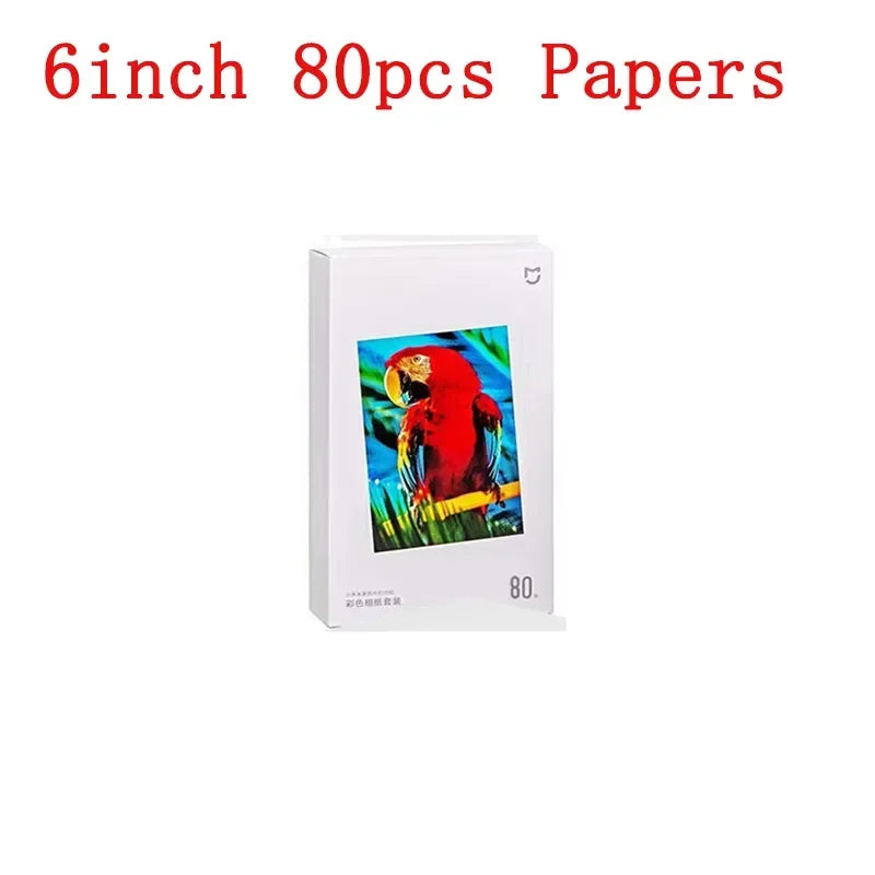 Xiaomi Mi Photo Printer Dedicated 6-inch 80 pcs Back Self-adhesive Photo Paper Colored Tape Set HD Protective Film Photo Papers