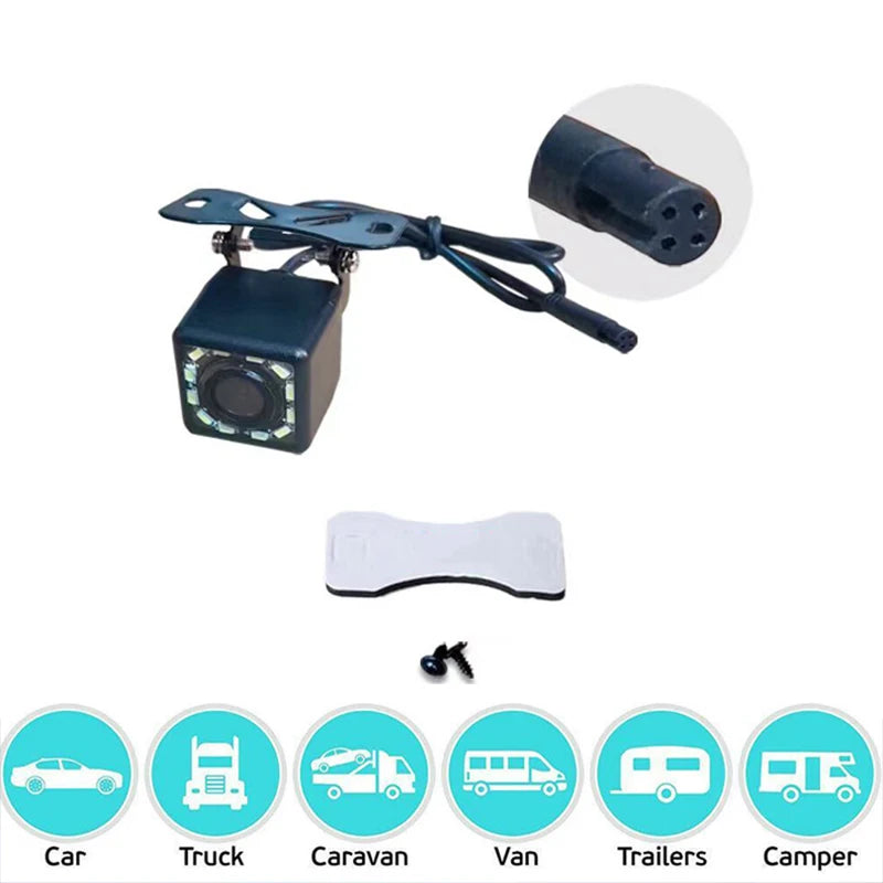 4 Pin HD Car Rear View Camera Reverse 12LED Night Vision Video Camera Wide Angle 170 Degree Parking Camera For Car Accessories