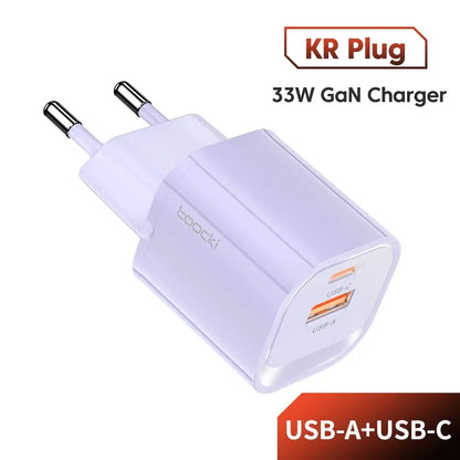 Toocki GaN USB Type C Charger Portable High Speed Charger for iPhone Xiaomi 13 Oneplus Realme PD3.0 QC3.0 PPS Cell Mobile Phone