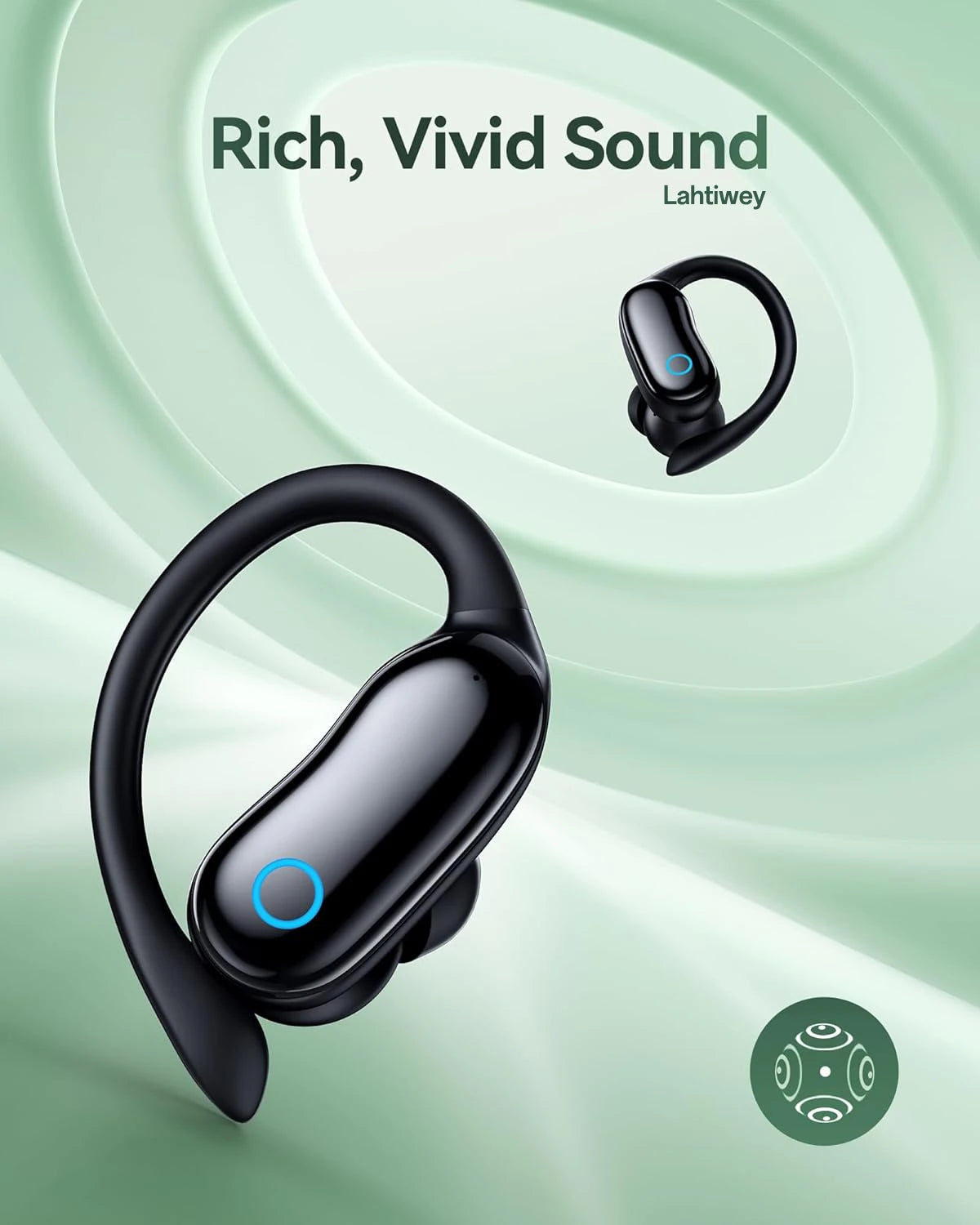 Ear Buds Wireless Earbuds 96hrs Playback Bluetooth Headphones IPX7 Waterproof Stereo Bass Over-Ear Earphones with Earhooks Mic
