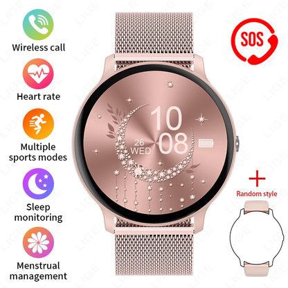 LIGE New 2025 Women Smart Watch Bluetooth Call Heart Rate Blood Oxygen Monitoring Waterproof Smartwatches Men Clock For XIAOMi