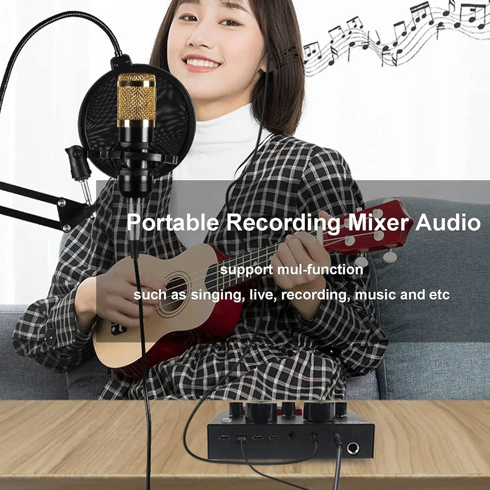 V8 Sound Card Audio Set Interface External Usb Live Microphone Sound Card Bluetooth Function For Computer Pc Mobile Phone Singin
