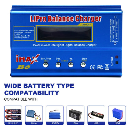 iMAX B6 80W 6A Battery Charger Lipo NiMh Li-ion Ni-Cd Digital RC Balance Charger Discharger + 15v 6A Power Adapter+Charge Cable