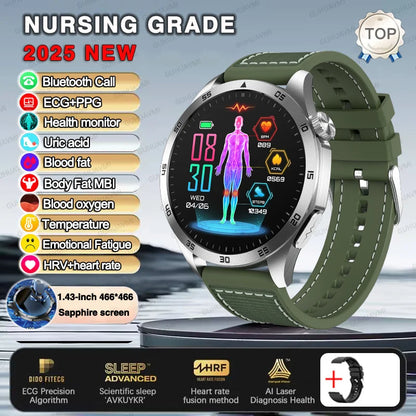 For HUAWEI New ECG+PPG Treatment Smart Watch Uric acid Blood pressure Fat Three High Smartwatch Men Sports HD Call Health Clock