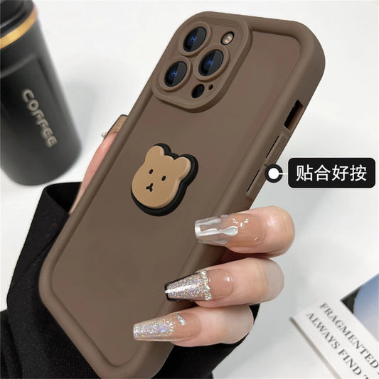 Cute Korean 3D Bear Candy Liquid Phone Case For iPhone 11 13 12 14 15 Pro Max XR XS Max 7 8 Plus Cartoon Cover