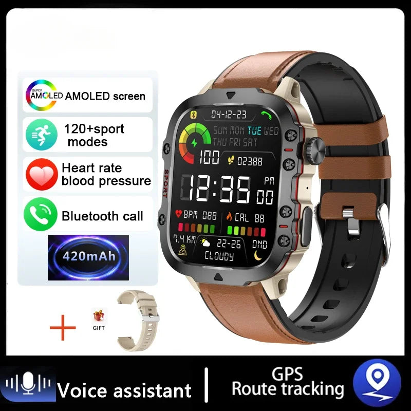 2025 Outdoor Smart Watch Men 2.01" Screen 3ATM Waterproof Watches Bluetooth Call Ai Voice Sport Smartwatch For Android IOS Phone