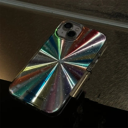Luxury Laser Radiant Firework Rainbow Color Phone Case For iPhone 15 14 13 12 11 Pro Max Glitter Star Lens Protection Soft Cover