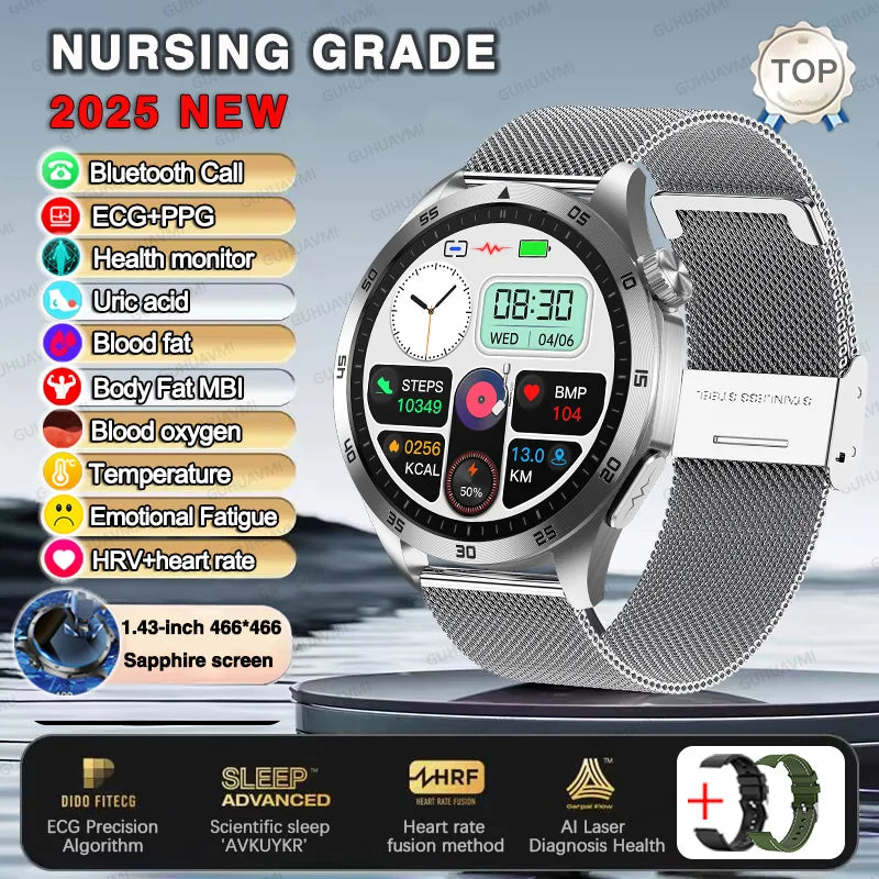 For HUAWEI New ECG+PPG Treatment Smart Watch Uric acid Blood pressure Fat Three High Smartwatch Men Sports HD Call Health Clock