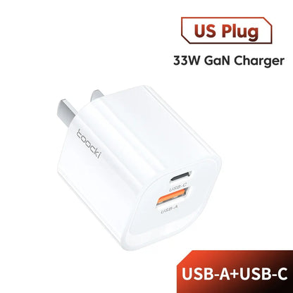 Toocki GaN USB Type C Charger Portable High Speed Charger for iPhone Xiaomi 13 Oneplus Realme PD3.0 QC3.0 PPS Cell Mobile Phone