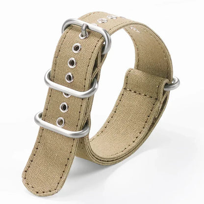 Canvas Nylon Thick Watch Strap for Seiko Smartwatches Stainless Steel Pin Buckle Wrist Straps 18/20/22/24mm Bracelet Watchband