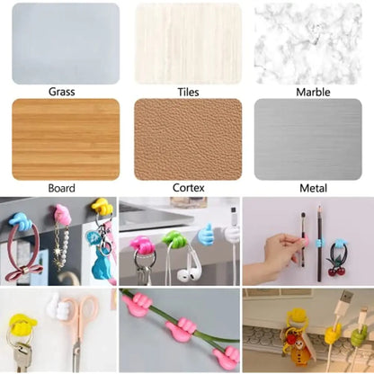 Hand-shaped Rubber Holder Glasses Cable Power Cord Charging Line Self Adhesive Mini Hook Car Storag Organizer Gadget Decorations