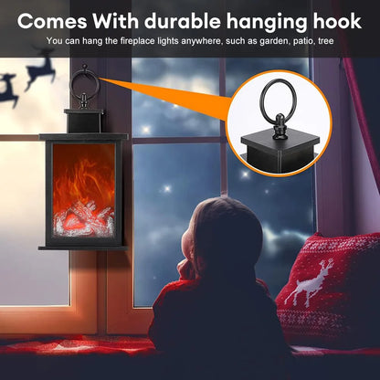 Christmas themed 3D decorative fake fireplace light creative LED flame night light battery night light Christmas decoration