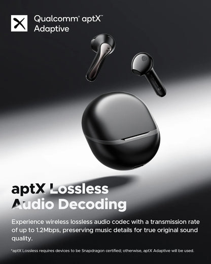 SoundPEATS Air5 ANC Bluetooth 5.4 Wireless Earbuds with Hi-Res Audio,aptX lossless,CVC V8.0,6MIC AI call noise reduction,IPX5