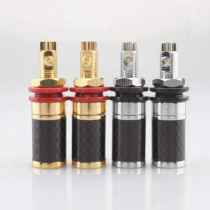4pcs Audiocrast CF45G/R Carbon Fiber Binding Post Gold/Rhodium Plated Terminal Banana Jack Connector Banana Plug Socket Speaker