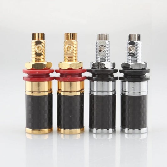4pcs Audiocrast CF45G/R Carbon Fiber Binding Post Gold/Rhodium Plated Terminal Banana Jack Connector Banana Plug Socket Speaker