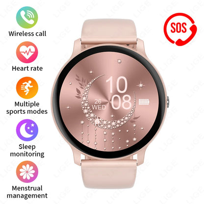 LIGE New 2025 Women Smart Watch Bluetooth Call Heart Rate Blood Oxygen Monitoring Waterproof Smartwatches Men Clock For XIAOMi