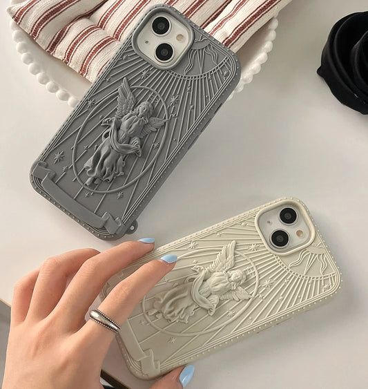 New Fashion Classical Art Angel Statue Silicone Phone Case For iPhone 15 14 13 12 11 Pro Max Matte Soft Retro Girl Back Cover