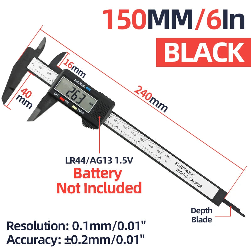 Digital Caliper Electronic Plastic Calipers Vernier Measuring Tools Carpentry Tool Ruler Large Screen Pachometer Digital Caliber