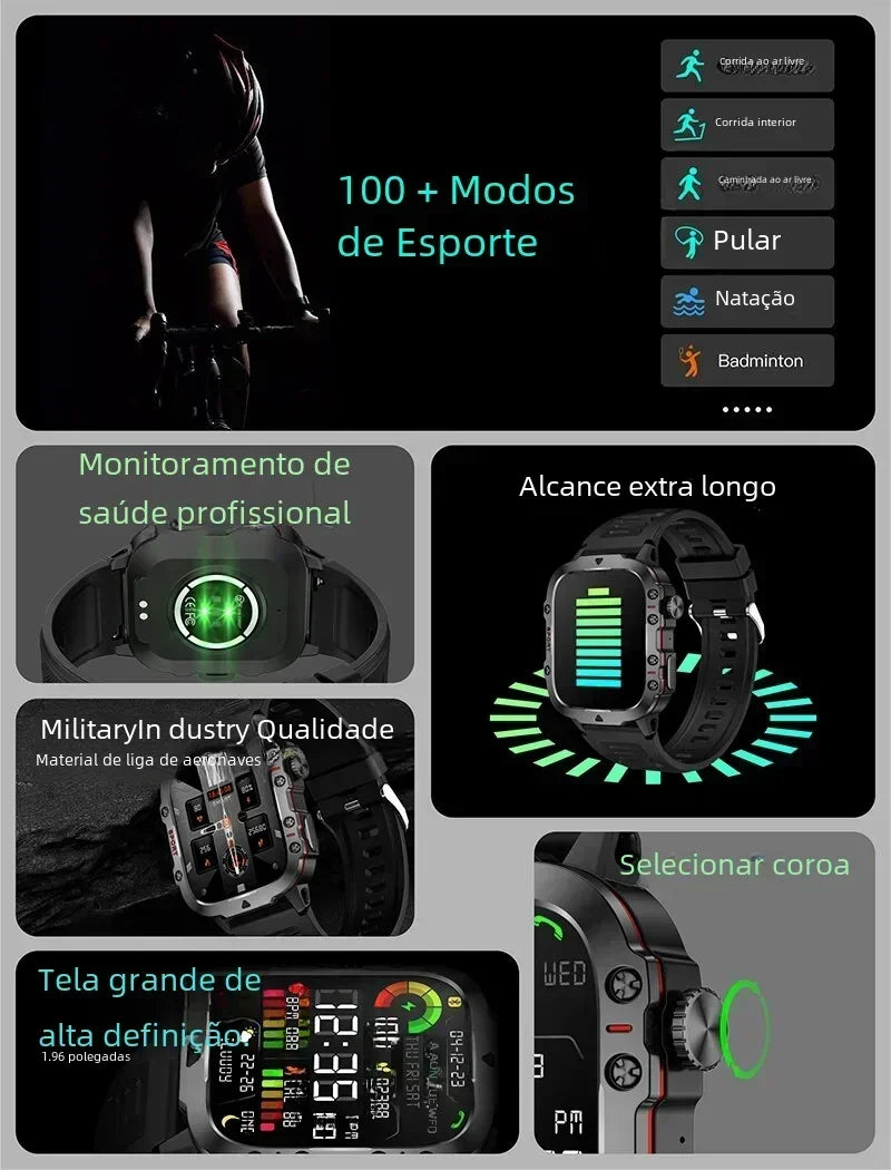 2025 Outdoor Smart Watch Men 2.01" Screen 3ATM Waterproof Watches Bluetooth Call Ai Voice Sport Smartwatch For Android IOS Phone