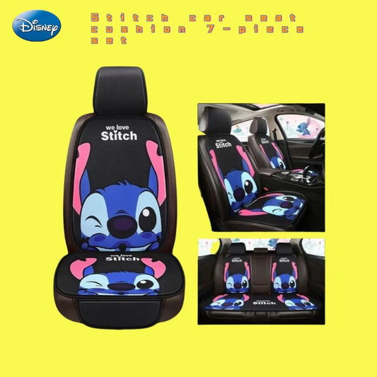 Disney Stitch Car Seat Covers 4PCS Universal Fit, Cute Cartoon Soft Protectors for Women Girls Auto Accessories, All-Season Dura