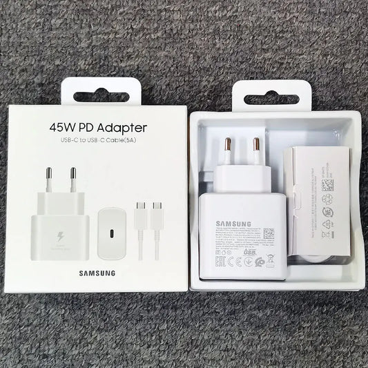 Samsung 45W PD Charger Super Fast Charging Adapter For Galaxy S24 S20 S21 S22 S23 Ultra Z Flip Fold 6 5 4 3 2 For iPhone 15 Pro